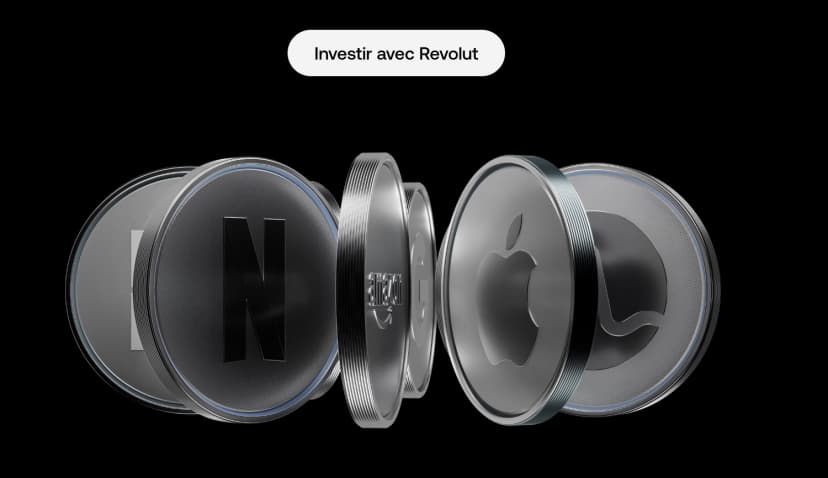 Interface d'investissement Revolut - Trading d'actions et cryptomonnaies