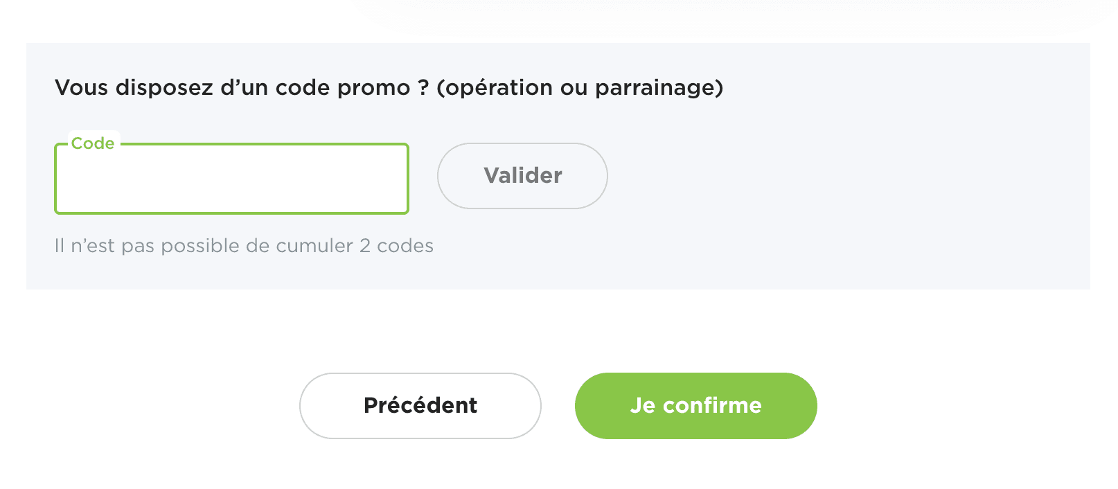 Saisie du code parrainage Fortuneo